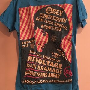 Obey Men's Graphic Tee - Teal and Red